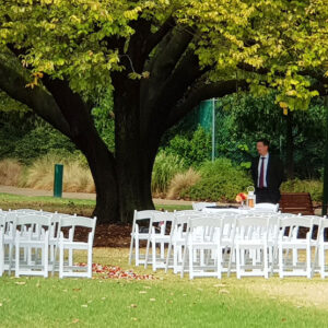 white folding chair hire