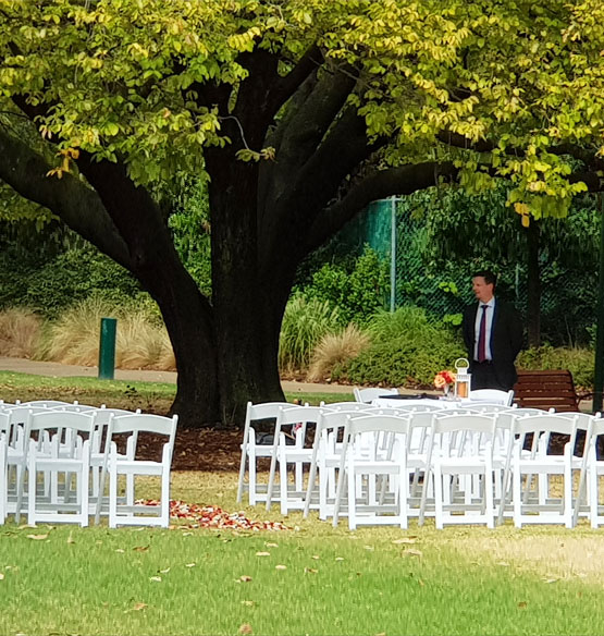 white folding chair hire