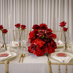 Red Flowers with Candles Decor