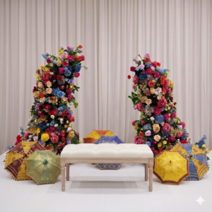 Colourful floral arch